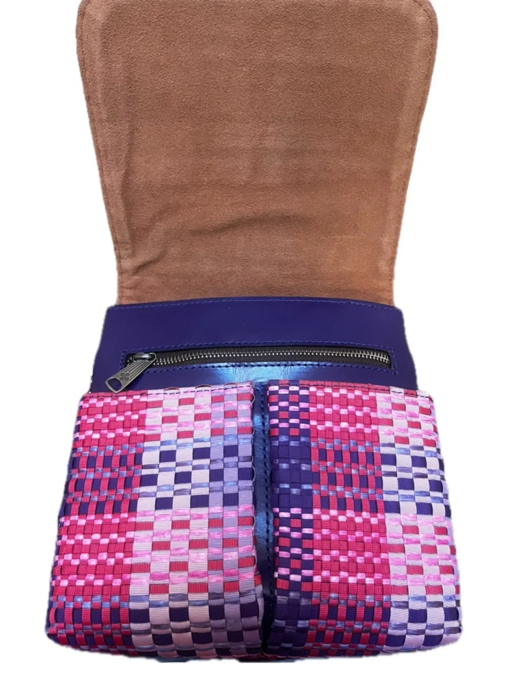 Patricia Nash Granada Crossbody Bag Ribbons & Rafia Purple & Pink Weave - Picture 4 of 11